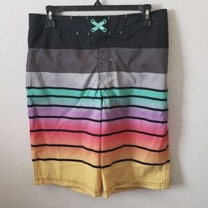 Art Class Rainbow Striped Boy's Board Short Size 18